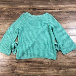 Open Knit Bell Sleeve Tied Sweater XS